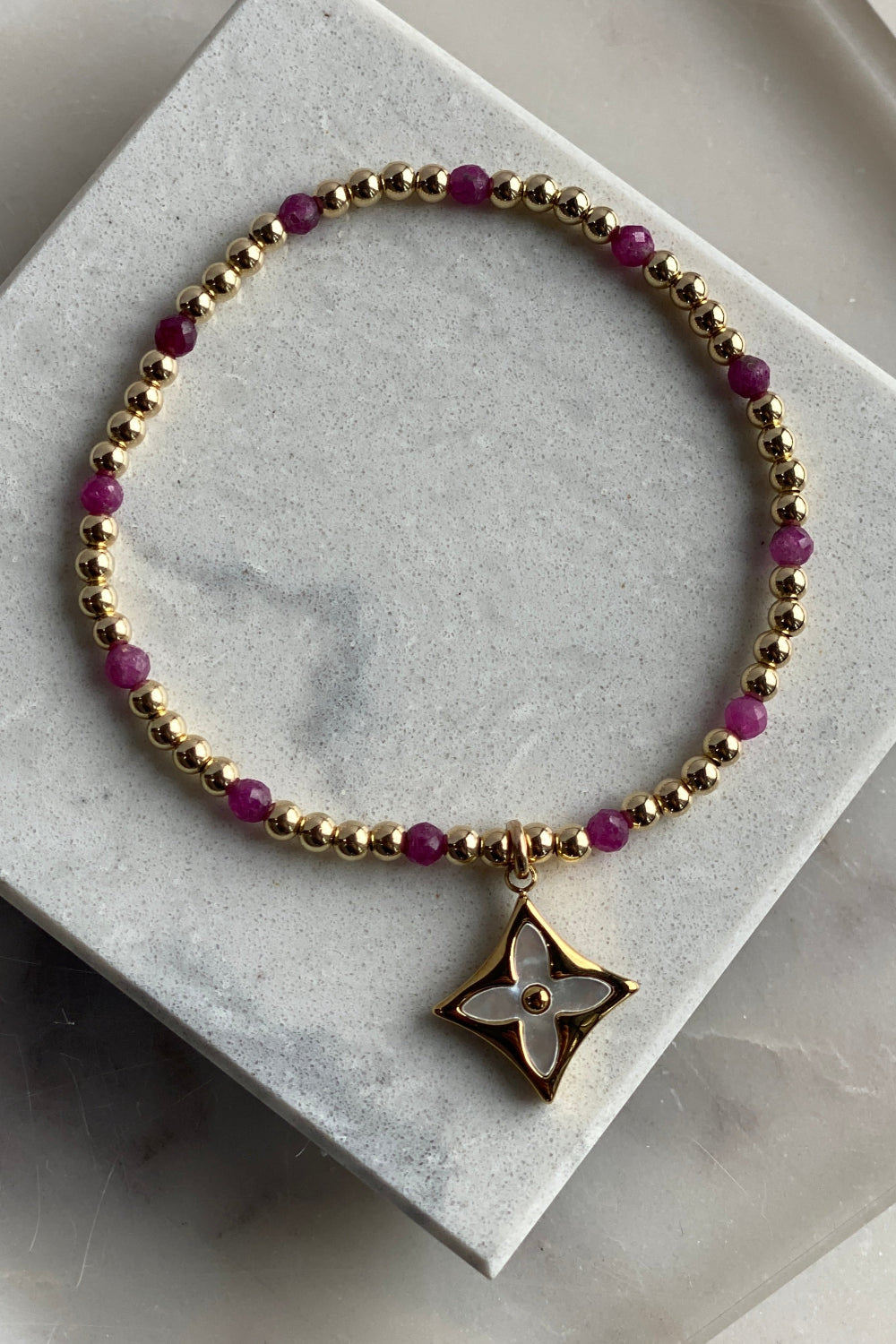 .Designer Square Logo Charm Bracelet, Plum