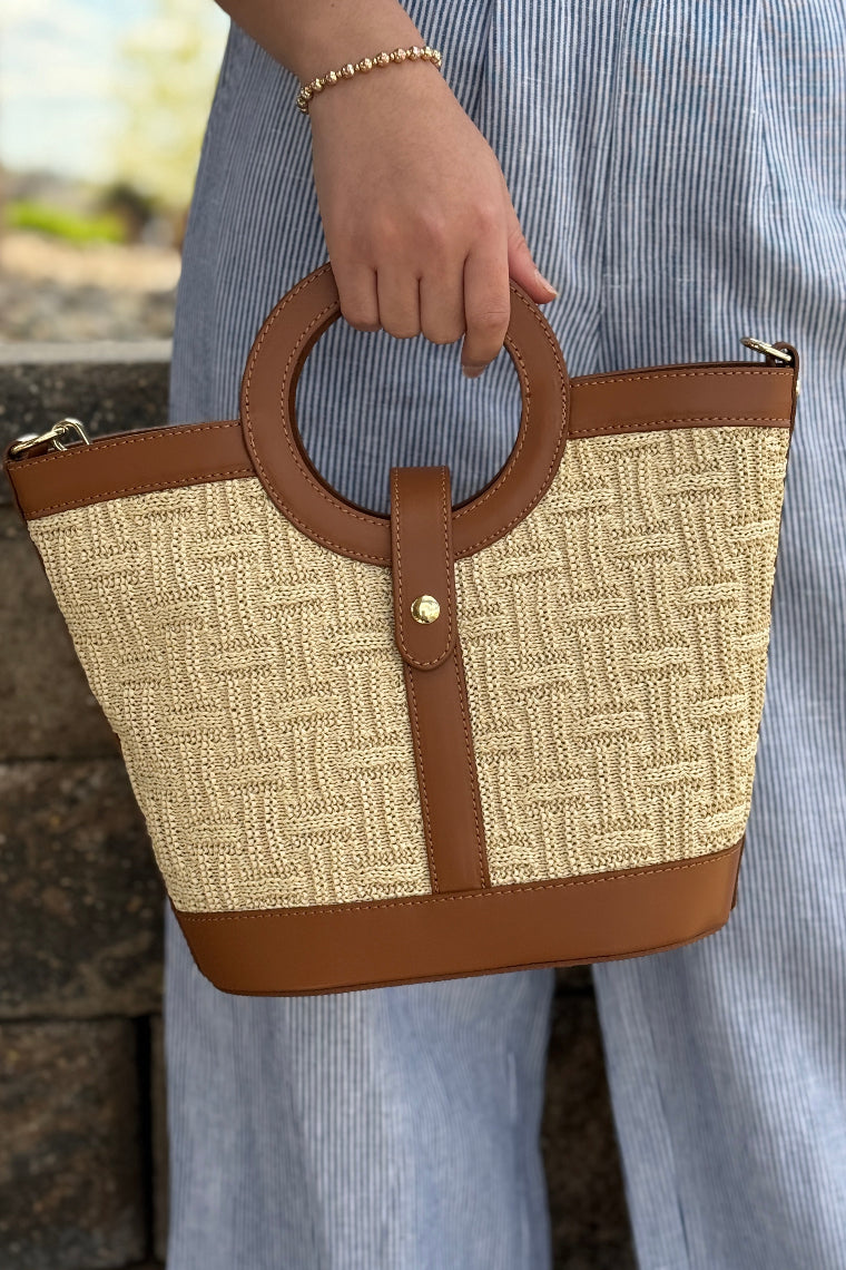 .Ada Raffia/Leather Tote