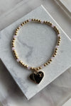 .Designer Heart Charm Bracelet, Light Pink