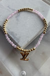 .Designer Gold Charm Bracelet, Pink