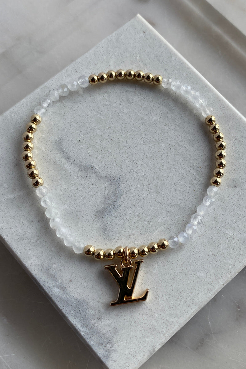 .Designer Gold Charm Bracelet, Clear