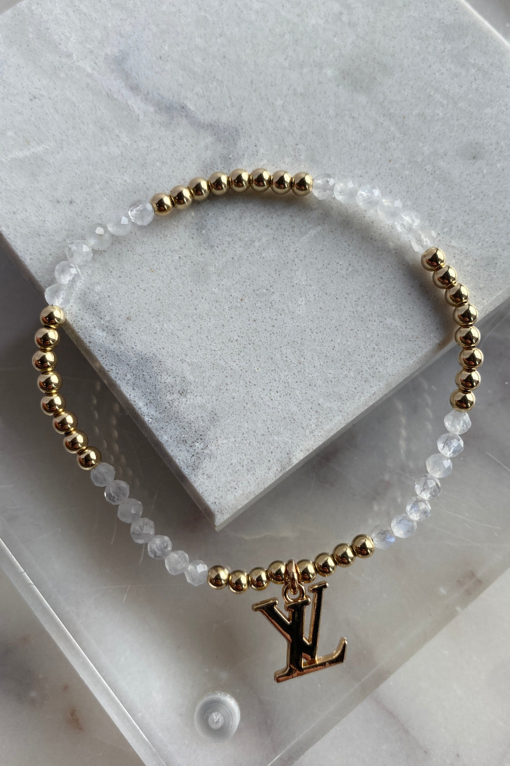 .Designer Gold Charm Bracelet, Clear