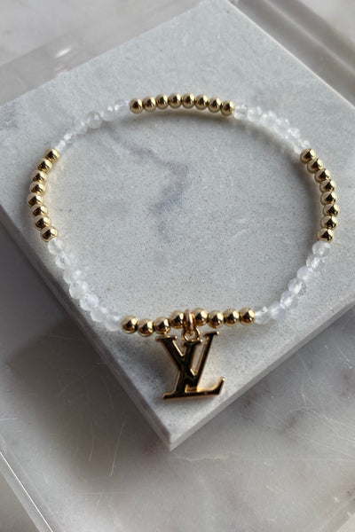 .Designer Gold Charm Bracelet, Clear