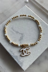 .Designer Enamel Charm Bracelet, White
