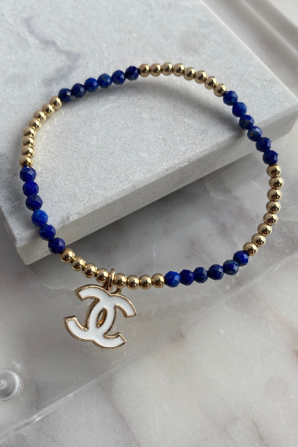 .Designer Enamel Charm Bracelet, Navy