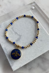 .Designer Bee Charm Bracelet, Navy