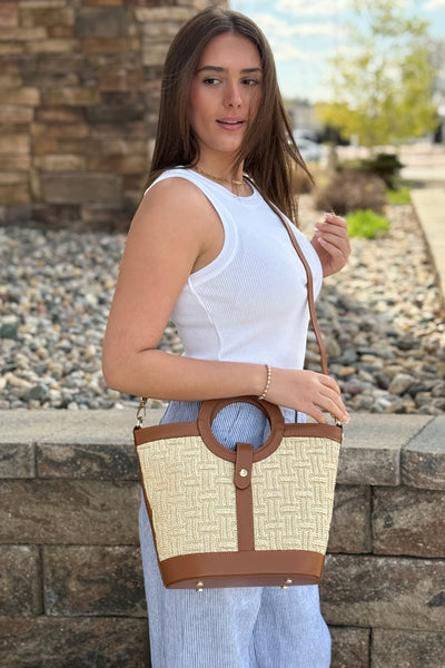 .Ada Raffia/Leather Tote
