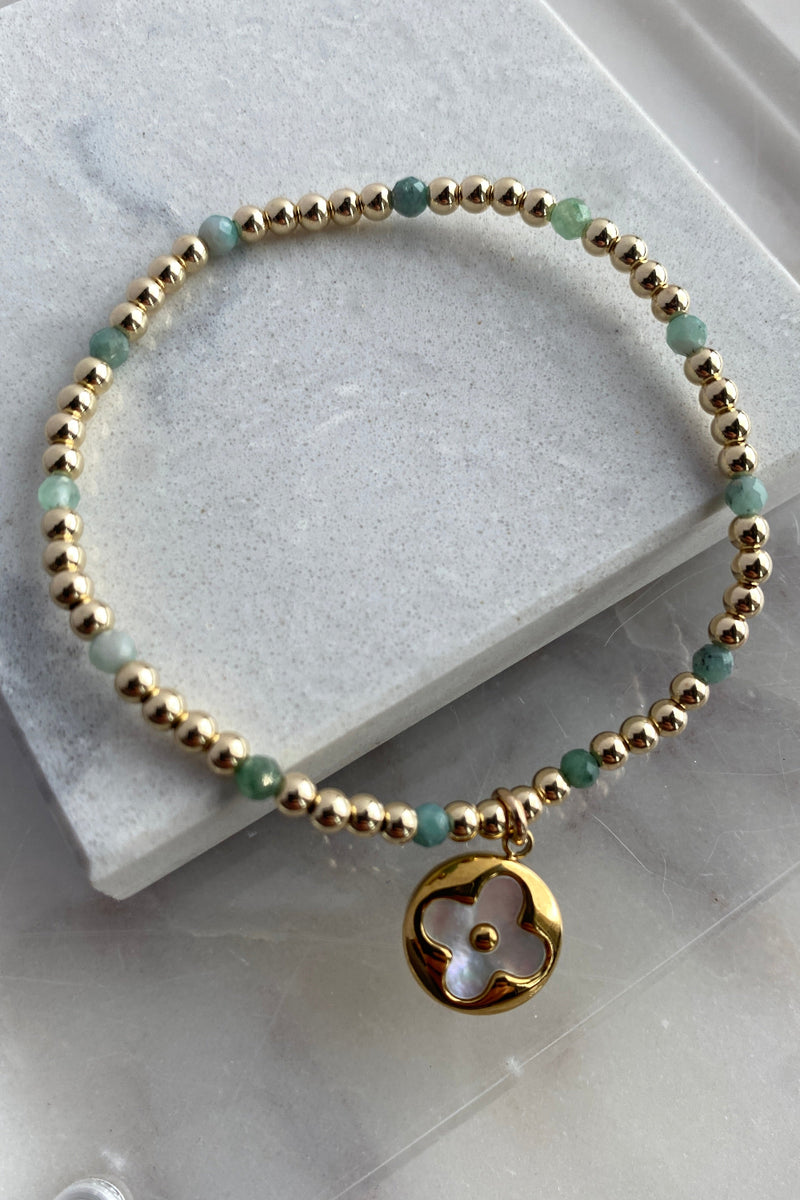 .Designer Round Logo Charm Bracelet, Sage