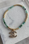 .Designer Crystal Charm Bracelet, Green