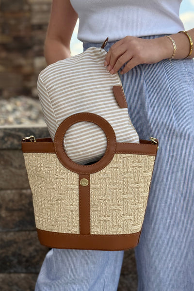 .Ada Raffia/Leather Tote