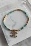 .Designer Crystal Charm Bracelet, Green