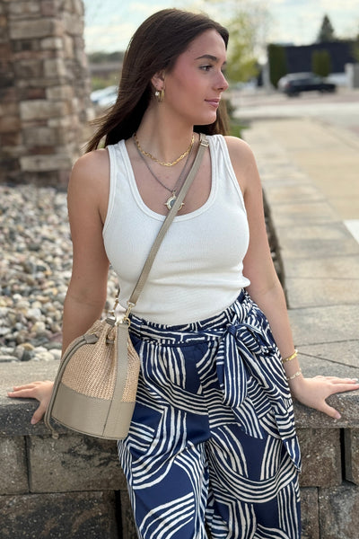 .Sienna Woven/Leather Bucket Bag