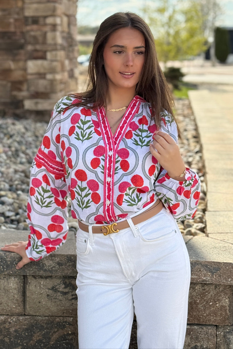 Juno Block Print Button Down