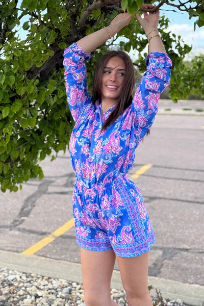 Remi Border Print Shorts