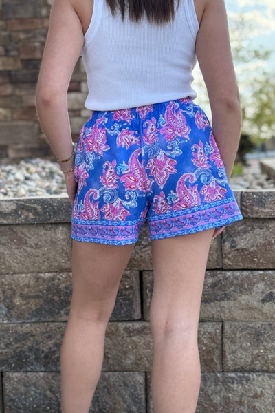 Remi Border Print Shorts
