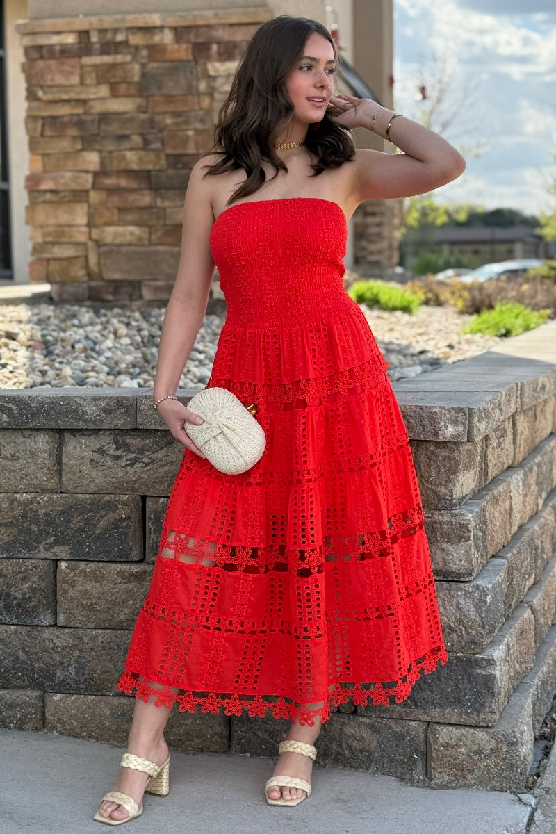 Poppy Eyelet Tube Dress