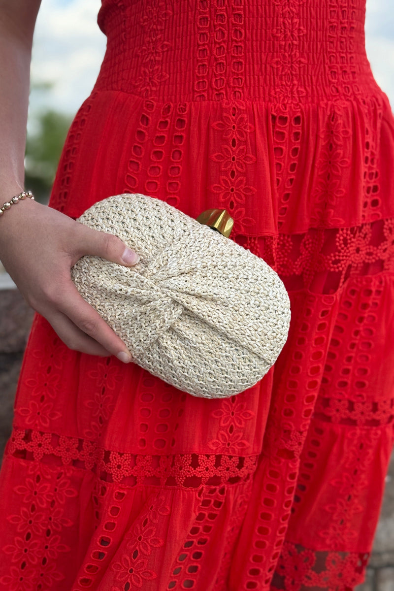 Maren Rattan Knot Clutch