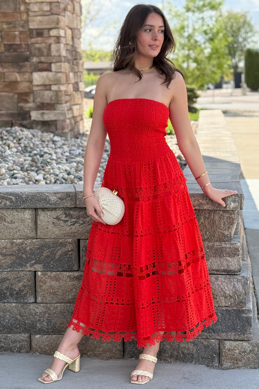 Poppy Eyelet Tube Dress