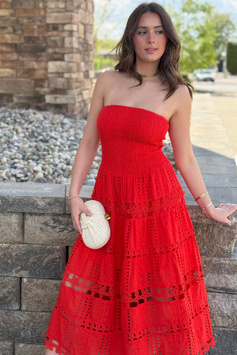 Poppy Eyelet Tube Dress