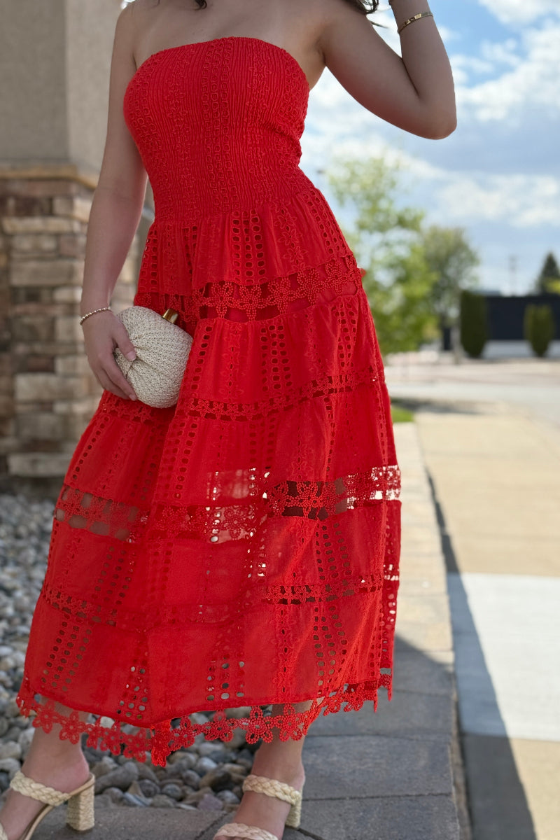 Poppy Eyelet Tube Dress