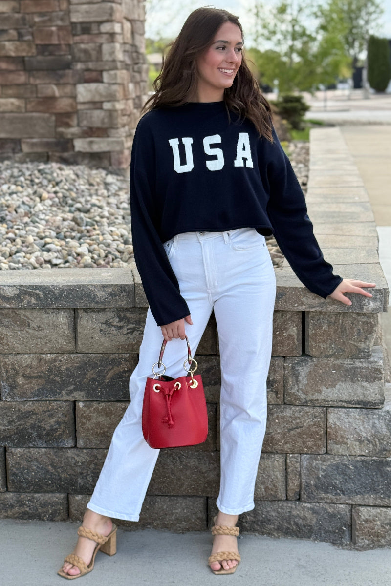 USA Cropped Sweater
