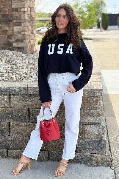 USA Cropped Sweater