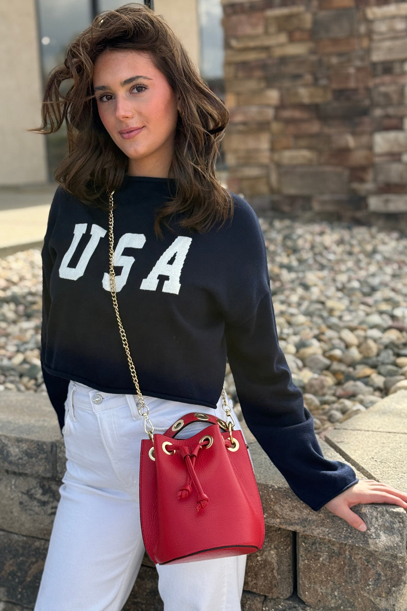 USA Cropped Sweater