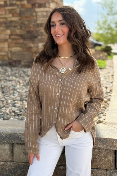 Giorgia Dobby Stripe Button Down