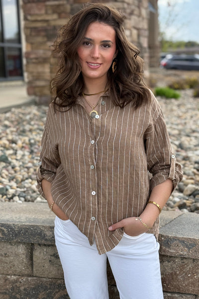 Giorgia Dobby Stripe Button Down
