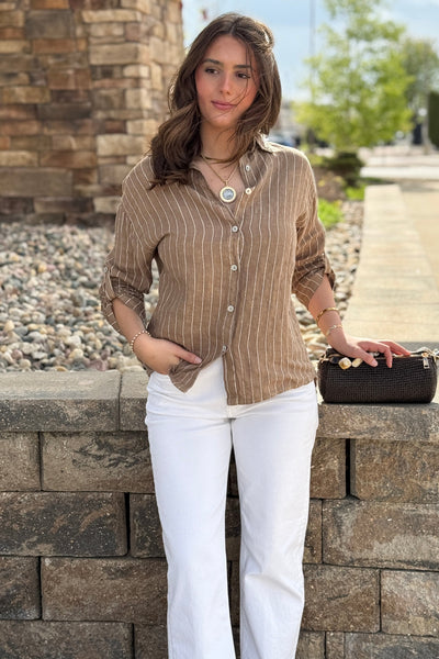 Giorgia Dobby Stripe Button Down