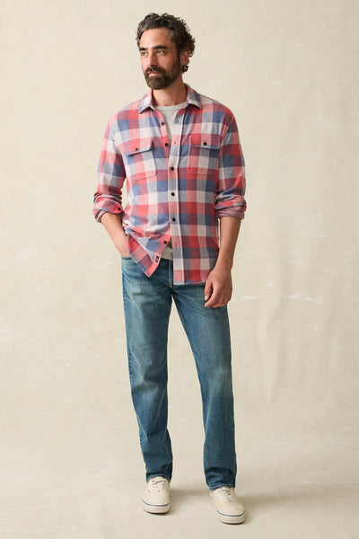 .Faherty Legend Sweater Shirt, Cherry Blue Buffalo Check