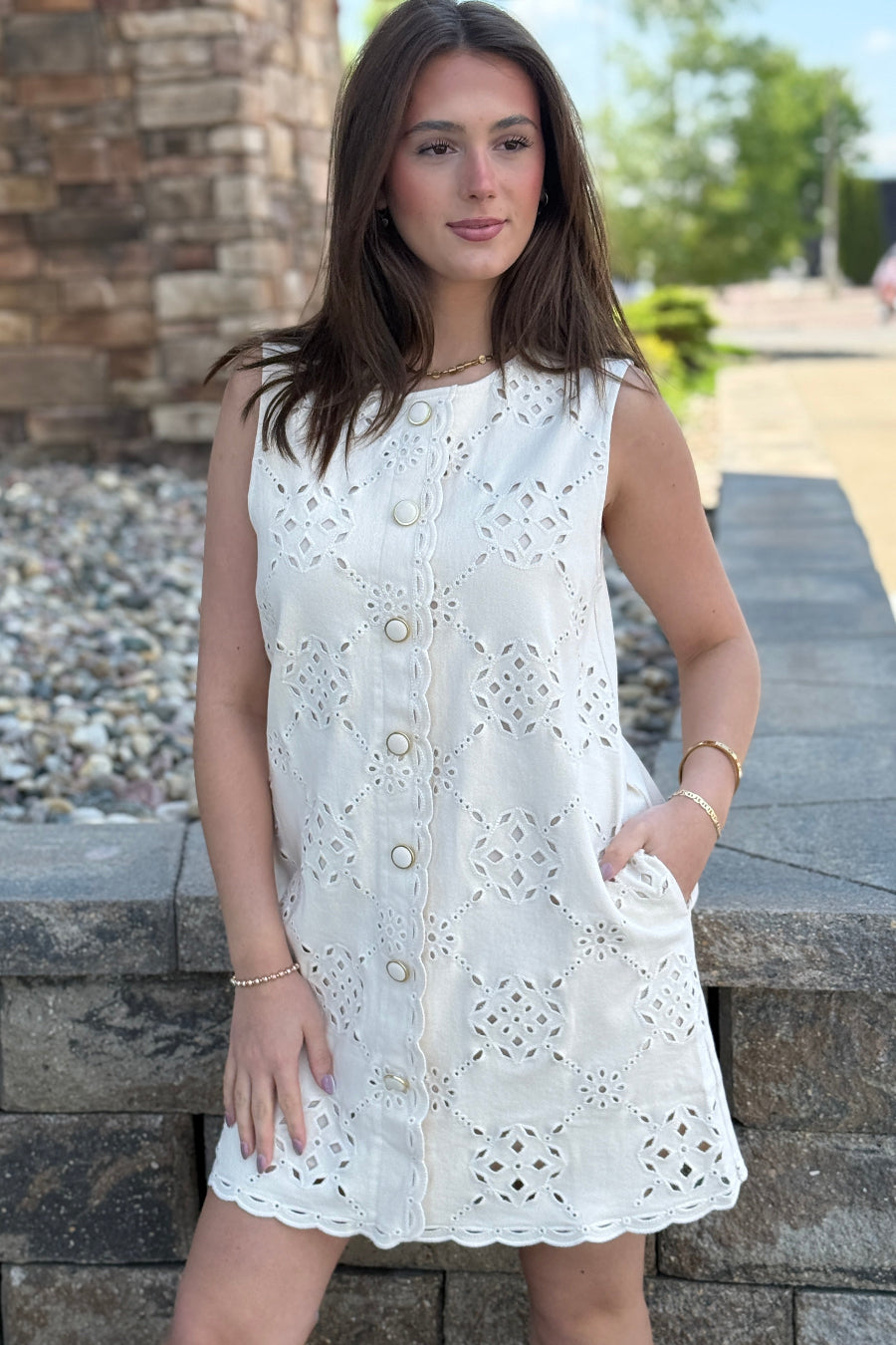 Sophie Eyelet Twill Dress