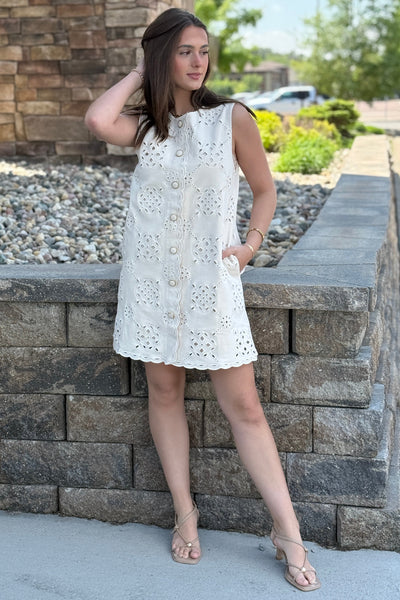 Sophie Eyelet Twill Dress