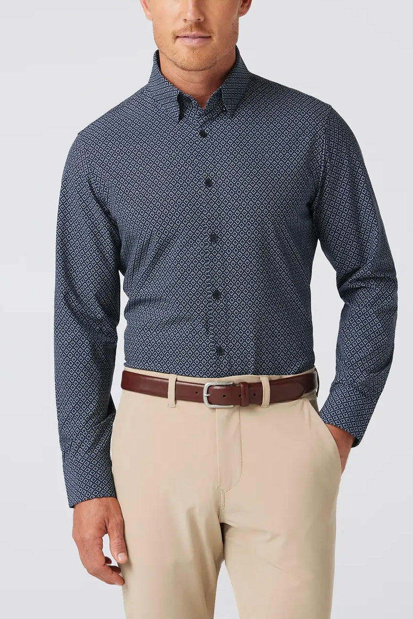 .Mizzen & Main Leeward Dress Shirt, Navy Diamond