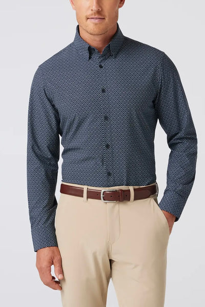 .Mizzen & Main Leeward Dress Shirt, Navy Diamond