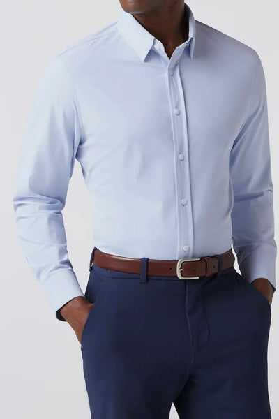 .Mizzen & Main Leeward Formal Dress Shirt, Sky Pinstripe