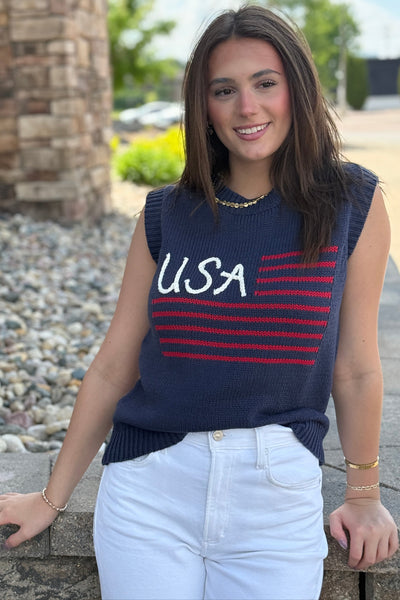 USA Flag Sleeveless Sweater