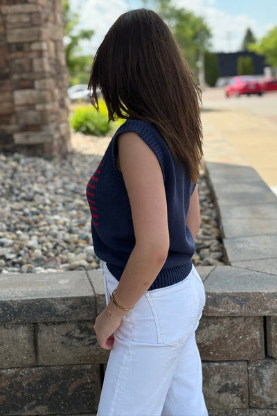 USA Flag Sleeveless Sweater