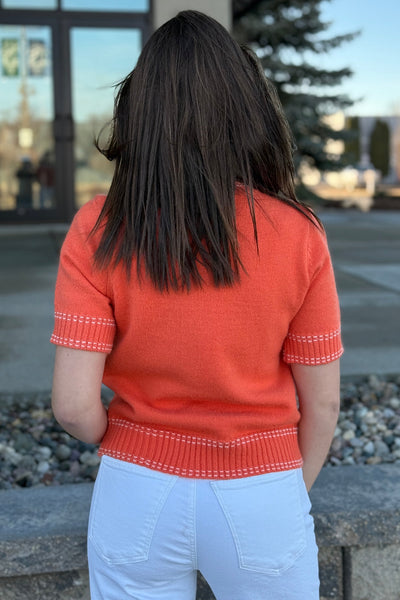 Gwynne Short Sleeve Sweater, Tangerine - RUST & Co.