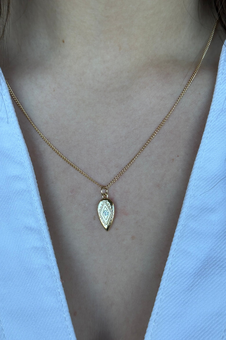 .Crystal Teardrop Necklace 16-18" - RUST & Co.