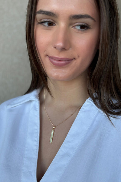 CZ Bar Necklace, 17-19" - RUST & Co.