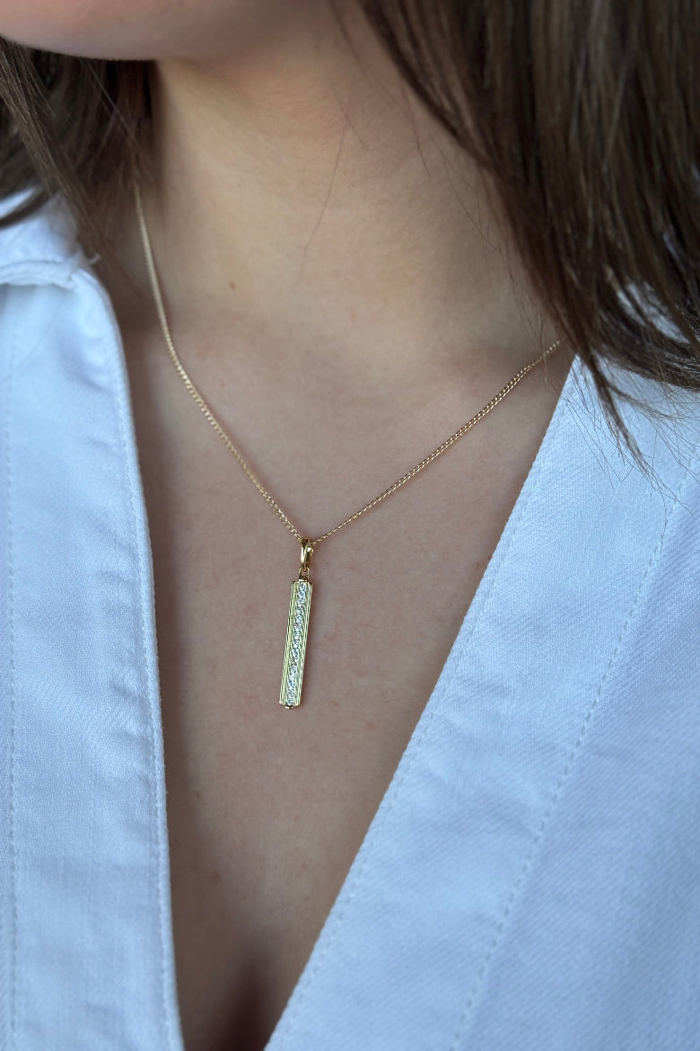 CZ Bar Necklace, 17-19" - RUST & Co.