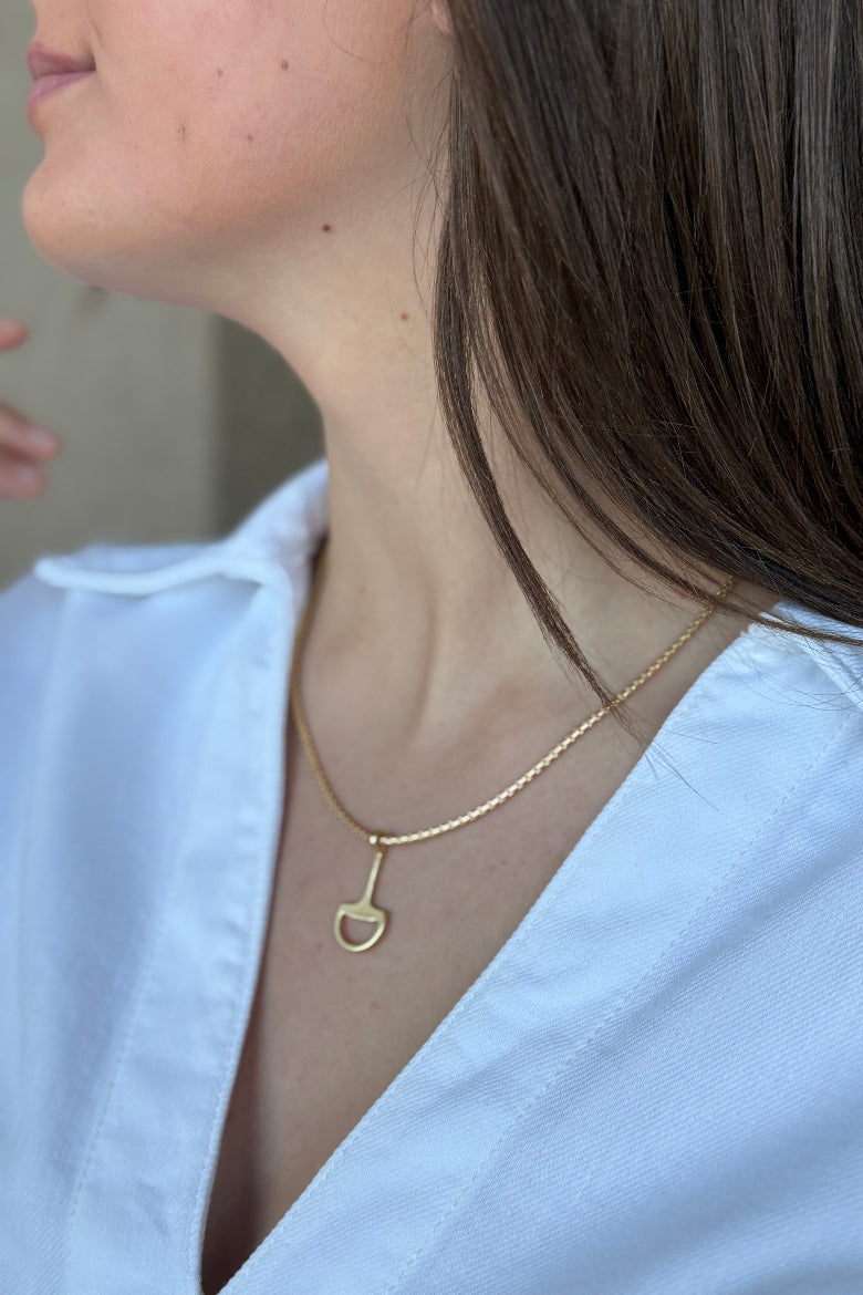 Gold Bit Necklace, 17"