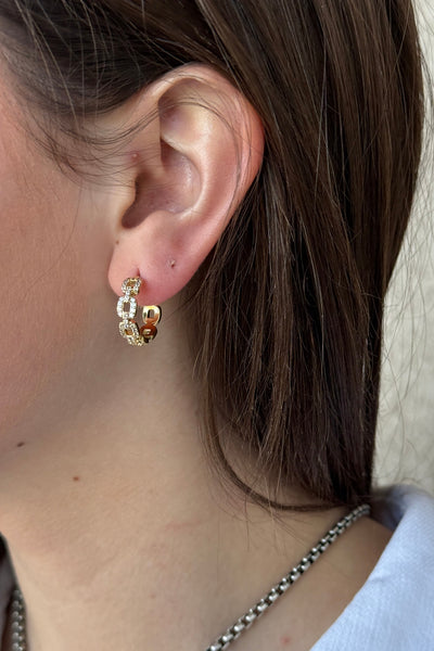 Lux Pavé Chain Link Hoops - RUST & Co.