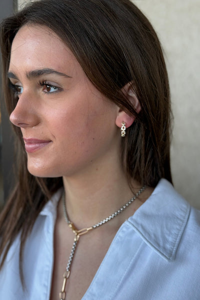 Lux Pavé Chain Link Hoops - RUST & Co.
