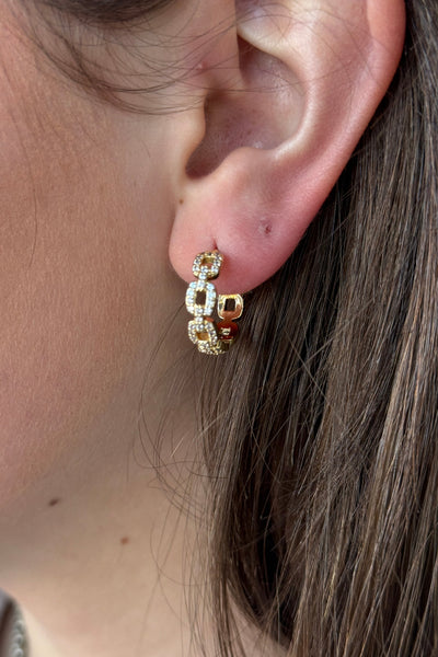 Lux Pavé Chain Link Hoops - RUST & Co.