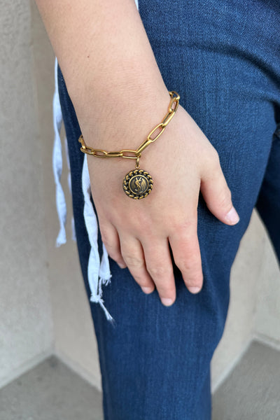 Designer Antique Gold Charm Bracelet - RUST & Co.