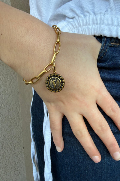 Designer Antique Gold Charm Bracelet - RUST & Co.