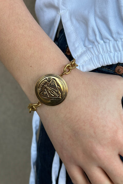 Designer Bold Crest Charm Toggle Clasp Bracelet - RUST & Co.