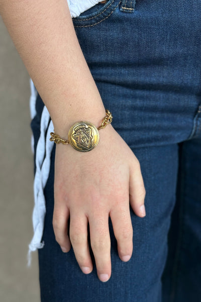 Designer Bold Crest Charm Toggle Clasp Bracelet - RUST & Co.